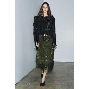 ZARA ZW COLLECTION LIMITED EDITION SEQUIN FRINGE SKIRT